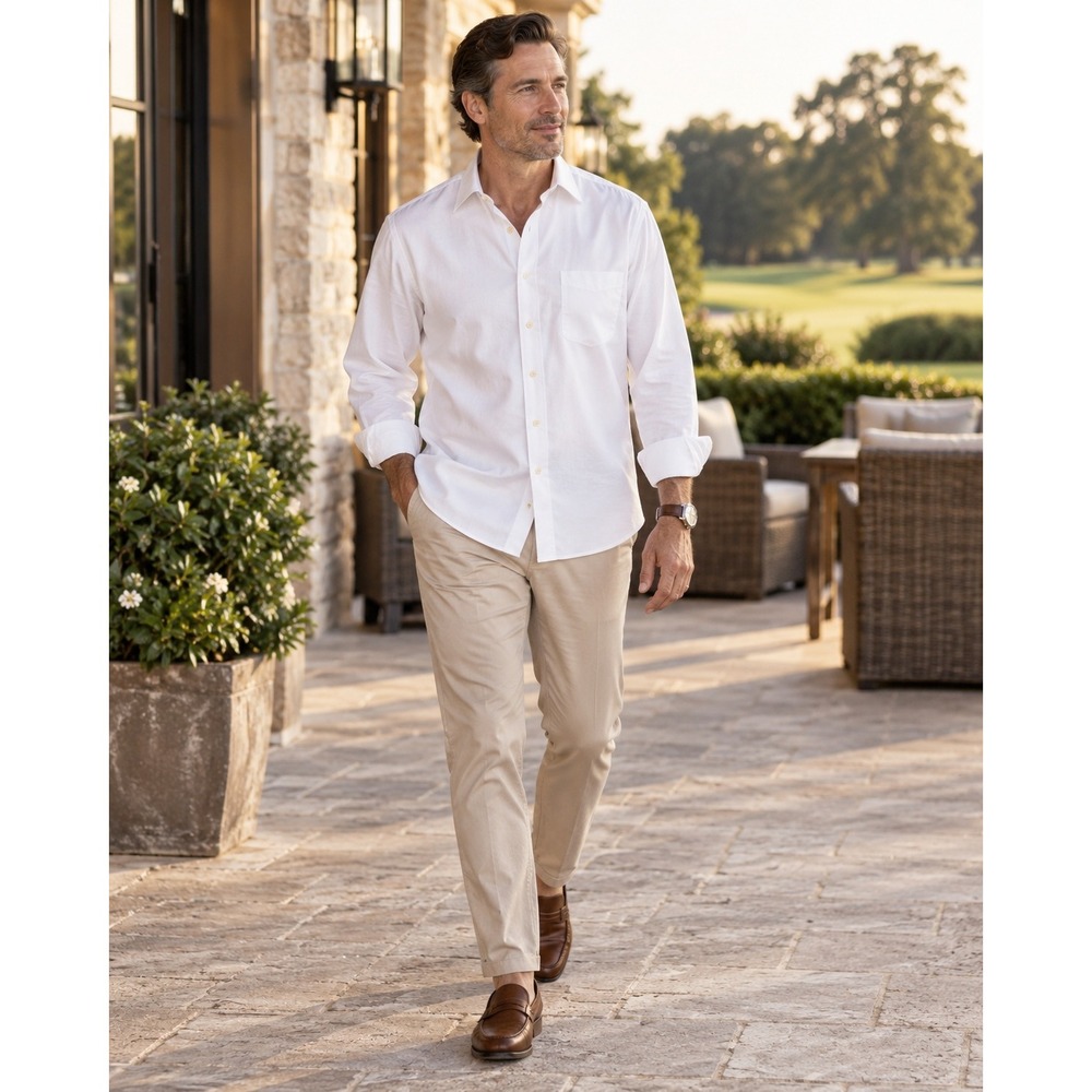 Peter Millar White Pick Stitch Collection Button Down Dress Shirt L